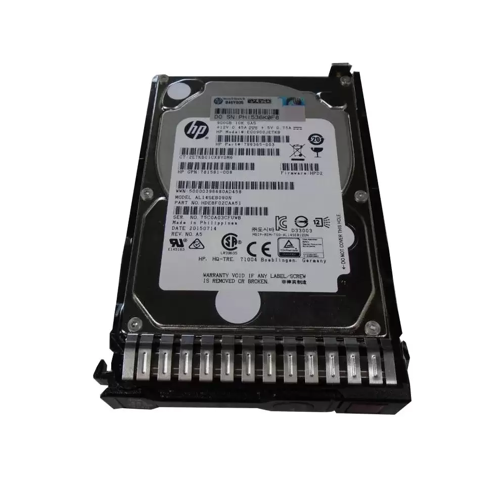 HPE 796365-003 900GB SAS 12Gb/s Digitally Signed Hot Swap 10000RPM (512n) 2.5-inch Internal Hard Drive with Smart Carrier for ProLiant G8 G9 and G10