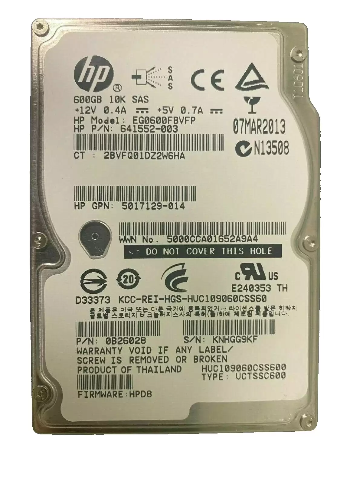 HPE 641552-003 600GB SAS 6Gb/s 10000RPM 2.5inch Internal Hard Drive with Smart Carrier for ProLiant