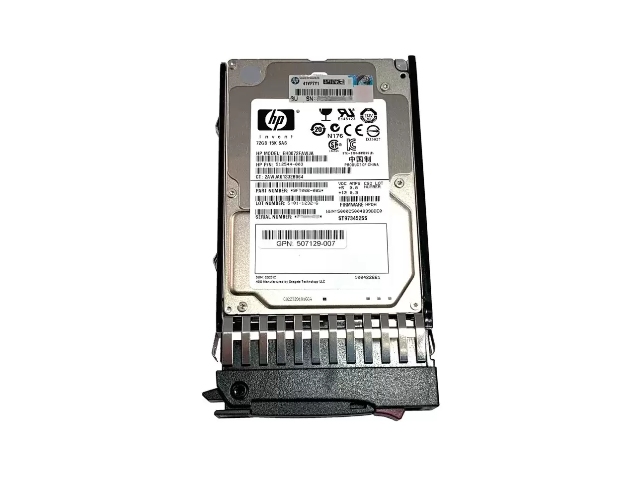 HPE 512545-B21 72GB SAS 6Gb/s Dual Port 15000RPM 2.5inch Internal Hard Drive with Tray