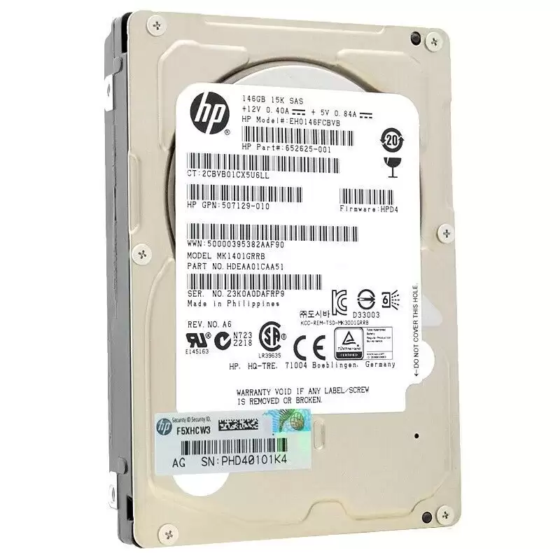 HPE 652625-001 146GB SAS 6Gb/s 15000RPM 2.5inch Internal Hard Drive with Smart Carrier for ProLiant G8