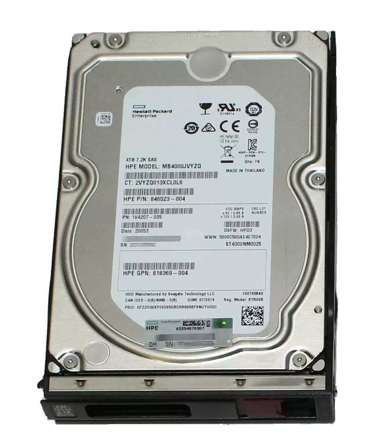HPE 833928-B21 4TB SAS 12Gb/s Midline Digitally Signed Hot Swap 7200RPM (512n) 3.5-inch Internal Hard Drive with Smart Carrier for ProLiant G8 G9 and G10
