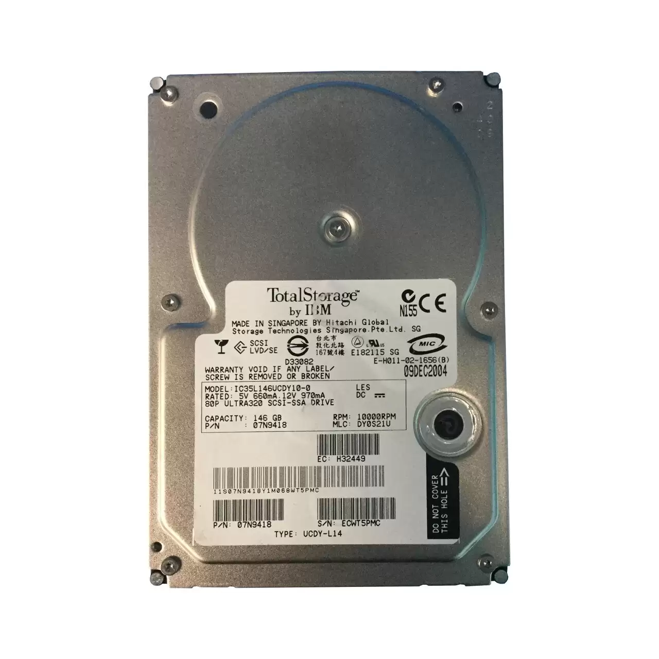 IBM 07N9418 Ultrastar 146Z10 146GB Ultra-320 SCSI 80-Pin 10000RPM 8MB Cache 3.5-inch Internal Hard Drive