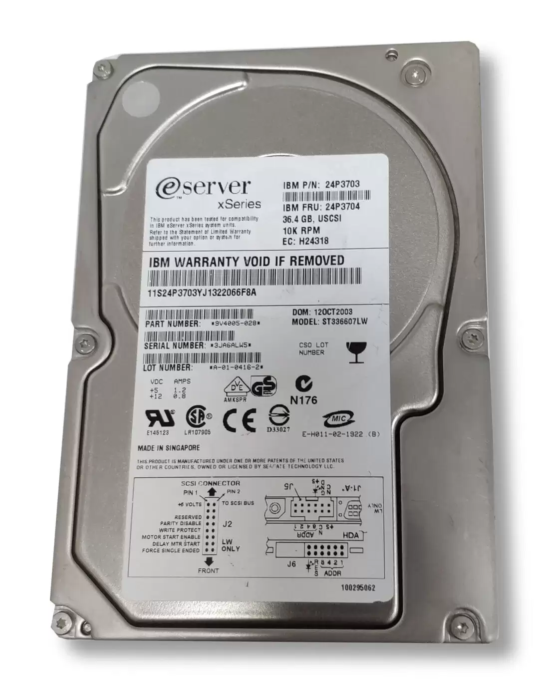 IBM 24P3703 36.4GB Ultra-320 SCSI 68-Pin 10000RPM 8MB Cache 3.5-inch Internal Hard Drive