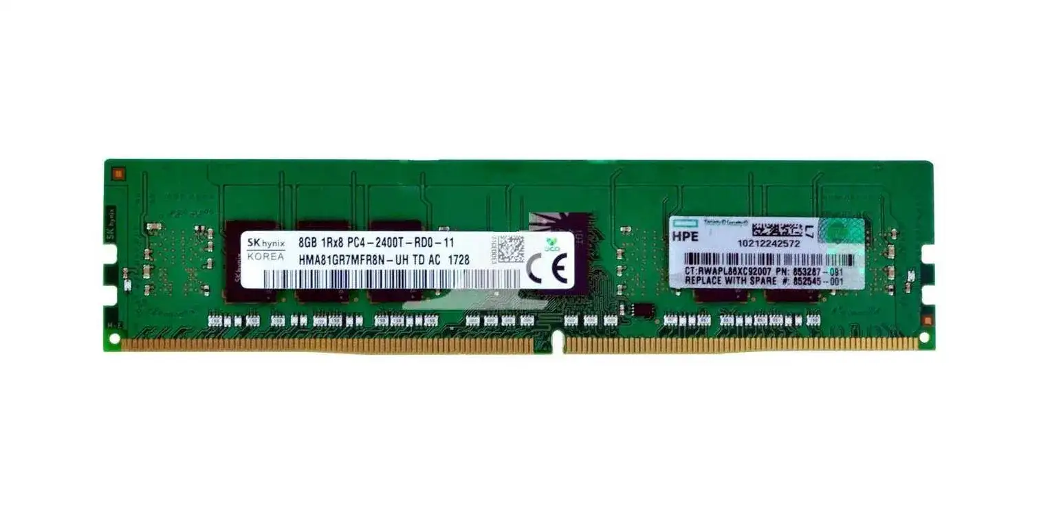 HPE 852545-001 8GB 2400MHz DDR4 PC4-19200 CL17 DIMM 1.2V Single Rank Memory Module