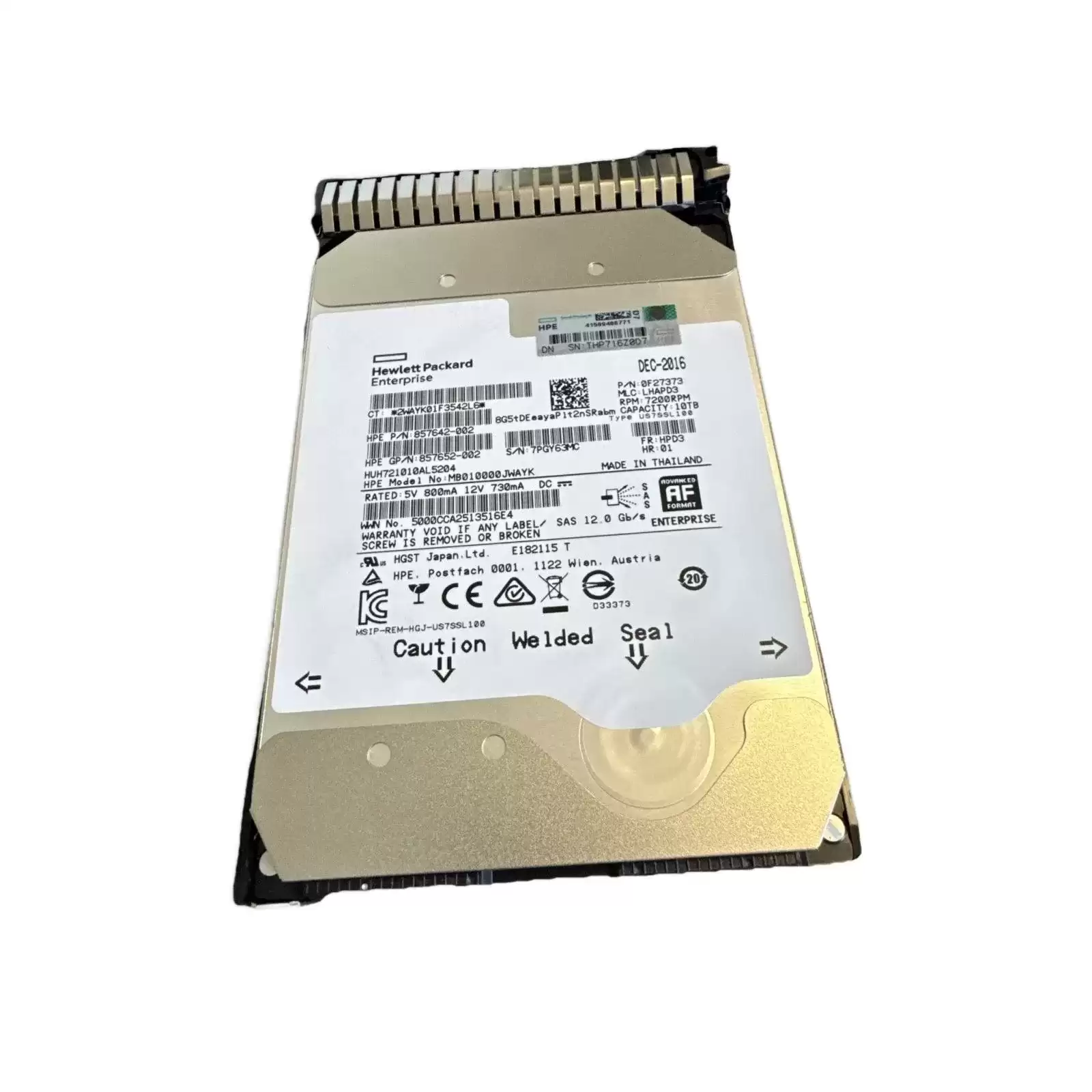 HPE 857642-002 10TB SAS 12Gb/s Midline Hot Swap 7200RPM (512e) 3.5-inch Internal Hard Drive with Smart Carrier for ProLiant G8 and G9
