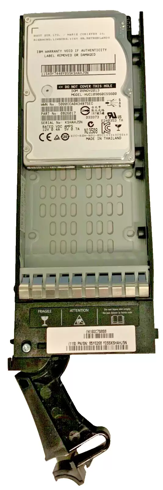 IBM 85Y5864 600GB SAS 6Gb/s Hot Swap 10000RPM 2.5-inch Internal Hard Drive with Tray for Storwize V7000