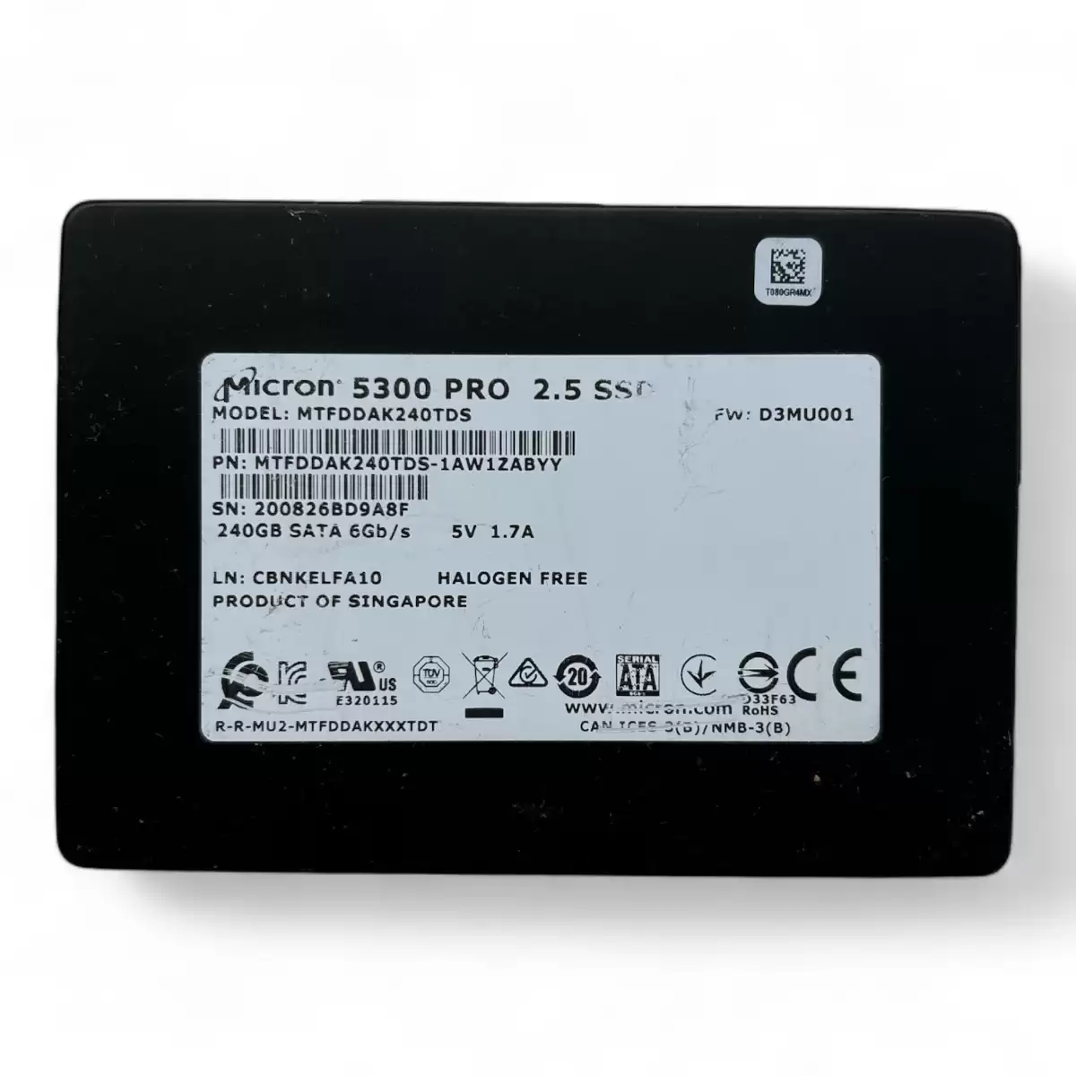 Micron MTFDDAK240TDS 5300 Pro 240GB SATA 6Gb/s Read Intensive 3D NAND TLC PLP 2.5-inch Solid State Drive