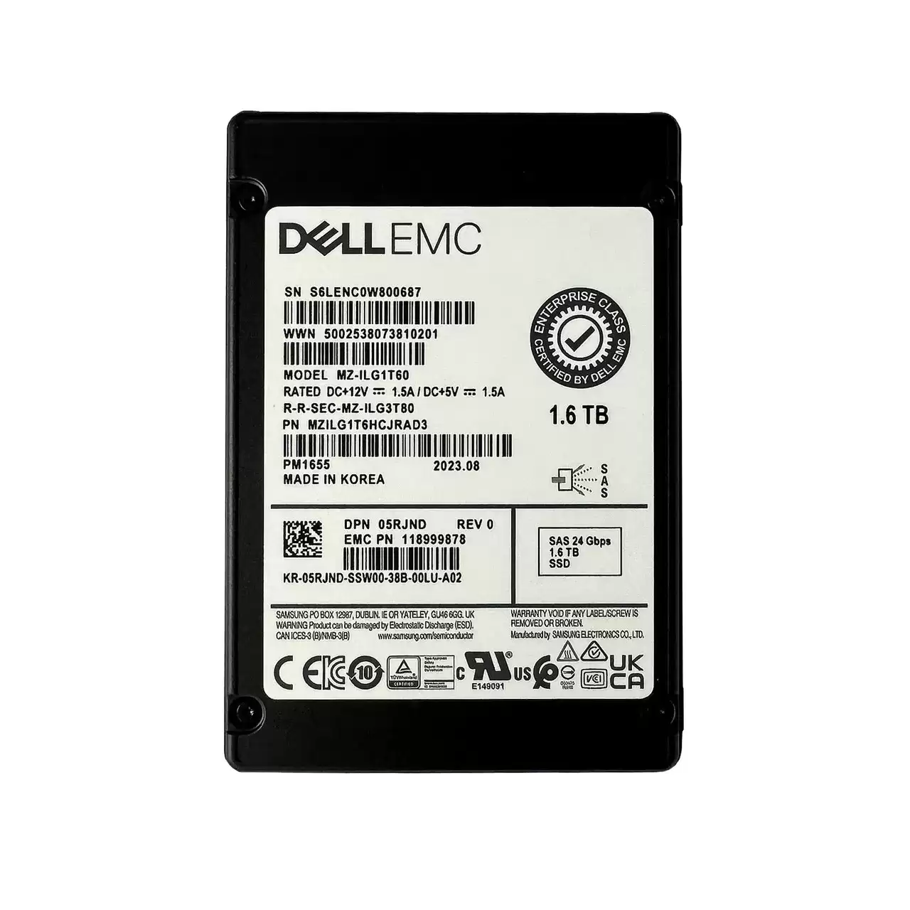 Dell 05RJND 1.6TB SAS 24Gb/s Hot Swap Mixed Use TLC 2.5-inch Solid State Drive For PowerEdge G14