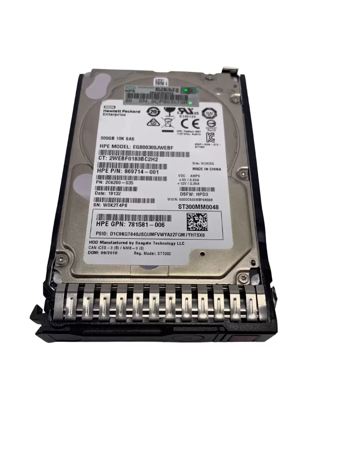 HPE 872735-001 300GB SAS 6Gb/s Digitally Signed Hot Swap 10000RPM (512n) 2.5-inch Internal Hard Drive with Smart Carrier for ProLiant G8 G9 and G10
