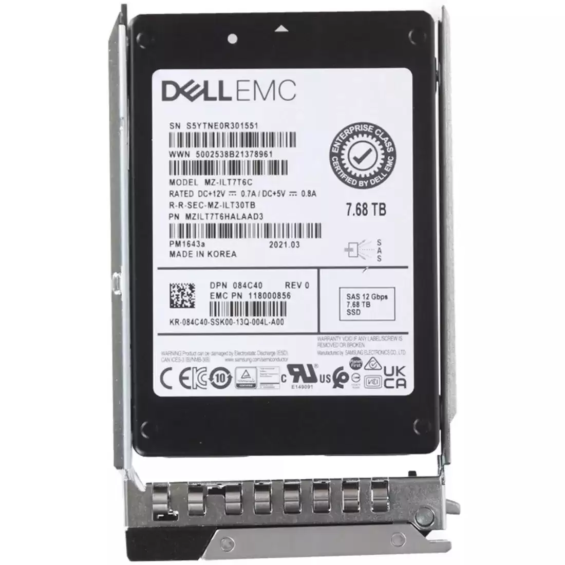 Dell 084C40 7.68TB SAS 12Gb/s Hot Swap Read Intensive 2.5-inch Solid State Drive For PowerEdge G14