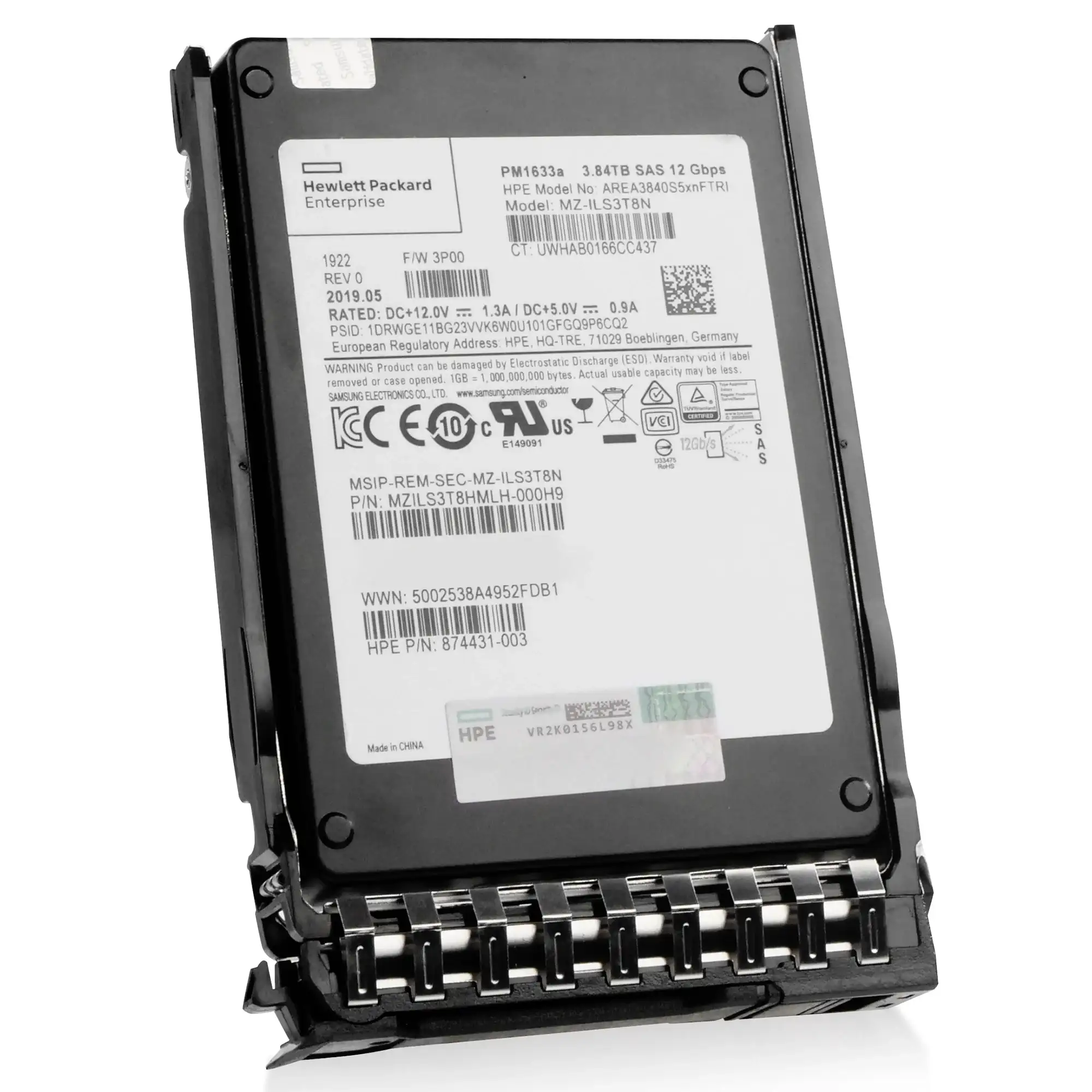 HPE 874431-003 3.84TB SAS 12Gb/s FiPS 2.5-inch Solid State Drive For 3PAR StoreServ 9000