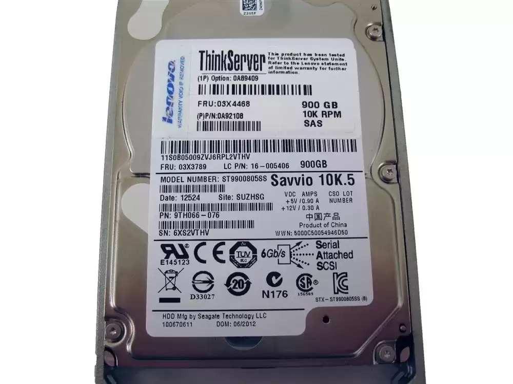 Lenovo 0A89409 900GB 10000RPM SAS 6Gb/s 2.5inch Internal Hard Drive for ThinkServer