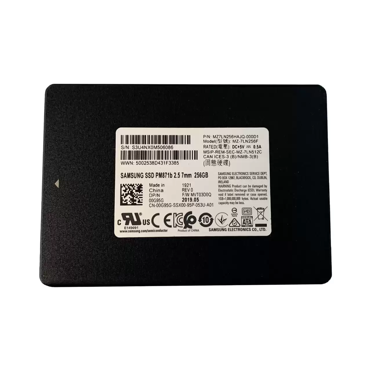 Samsung MZ-7LN256F PM871b 256GB SATA 6Gb/s TLC 2.5-inch Solid State Drive