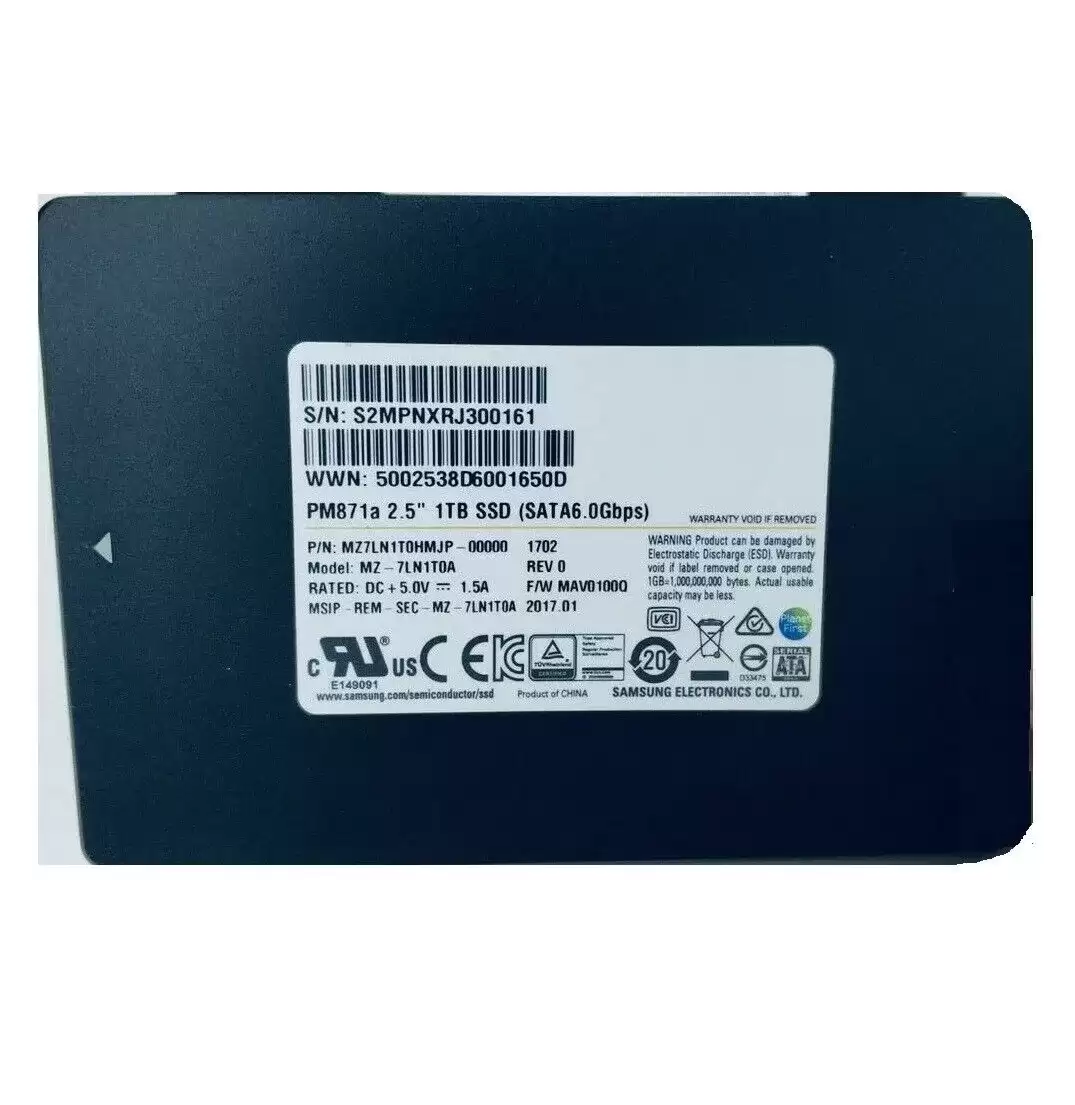 Samsung MZ7LN128HCHP-000D1 PM871 128GB SATA 6Gb/s Mainstream Endurance TLC AES-256 2.5-inch Solid State Drive
