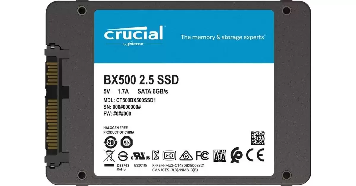 Crucial CT500BX500SSD1 BX500 500GB SATA 6Gb/s 3D NAND QLC 2.5-inch Solid State Drive