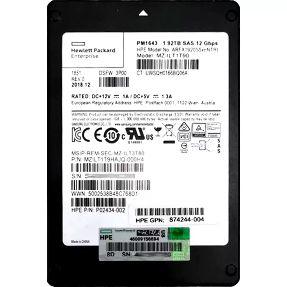 HPE P08725-001 1.92TB SAS 12Gb/s 2.5-inch Solid State Drive For 3PAR StoreServ 8000