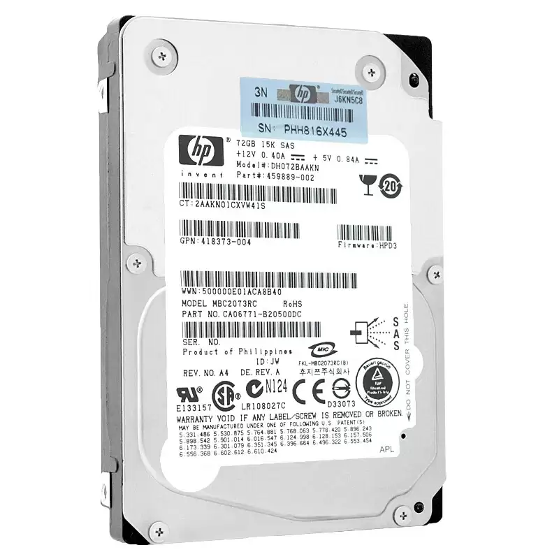 HPE 459889-002 72GB SAS 3Gb/s 15000RPM 2.5inch Internal Hard Drive with Tray for MSA