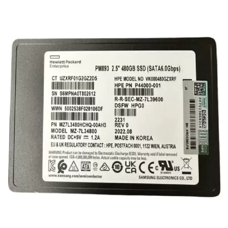 HPE P44000-001 480GB SATA 6Gb/s Hot Swap Read Intensive 2.5-inch Solid State Drive For ProLiant Servers
