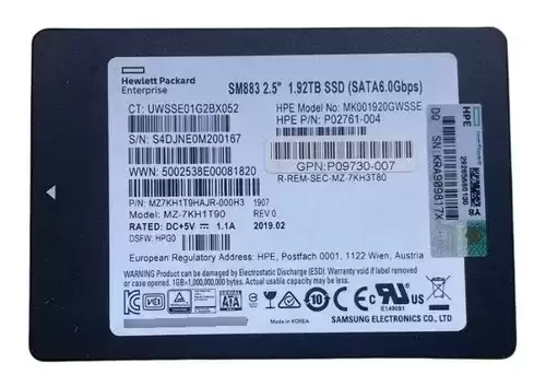 Samsung MZ-7KH1T90 SM883 1.92TB SATA 6Gb/s 3D NAND MLC 2.5-inch Solid State Drive