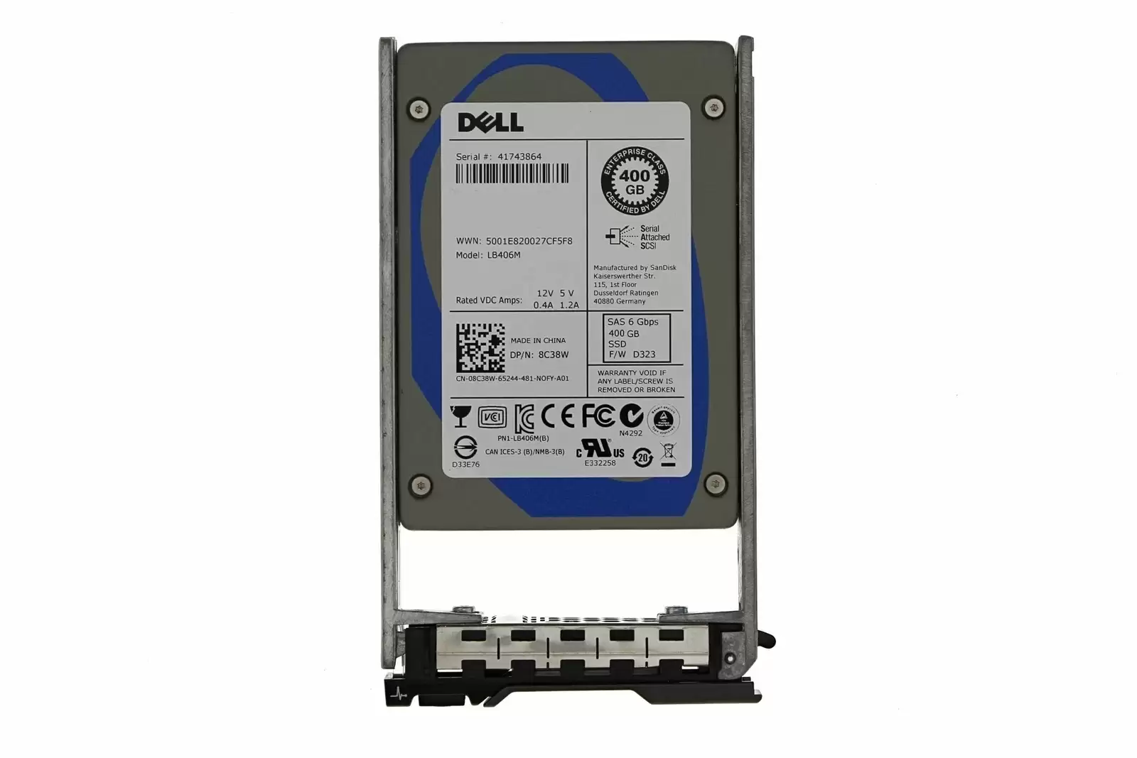 Dell 8C38W 400GB SAS 6Gb/s Hot Swap Mixed Use MLC 2.5-inch Solid State Drive with Tray for PowerEdge G13