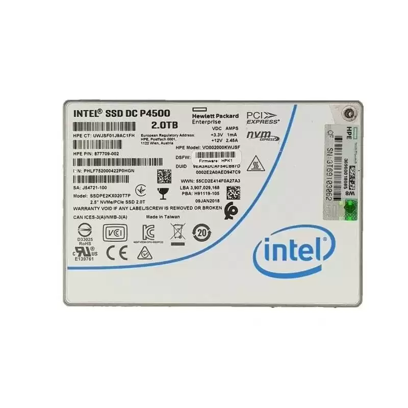 Intel SSDPE2KX020T7P DC P4500 2TB PCI-Express 3.1 x4 3D NAND TLC U.2 Solid State Drive