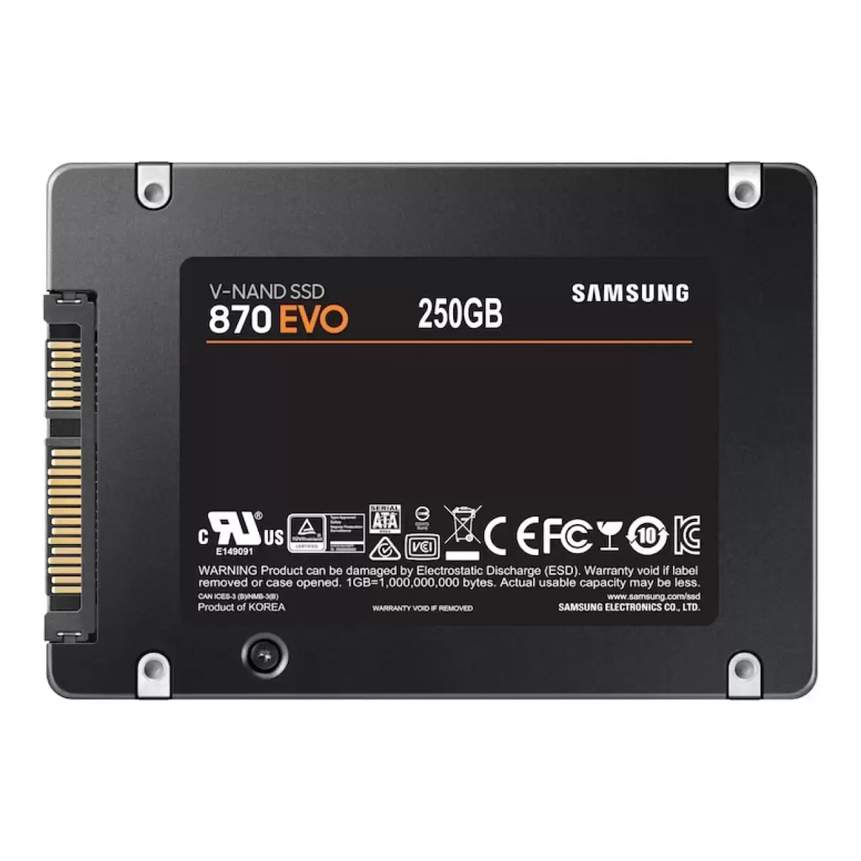 Samsung MZ-77E250B 870 Evo 250GB SATA 6Gb/s 3D NAND TLC AES-256 TCG Opal 2.0 2.5-inch Solid State Drive
