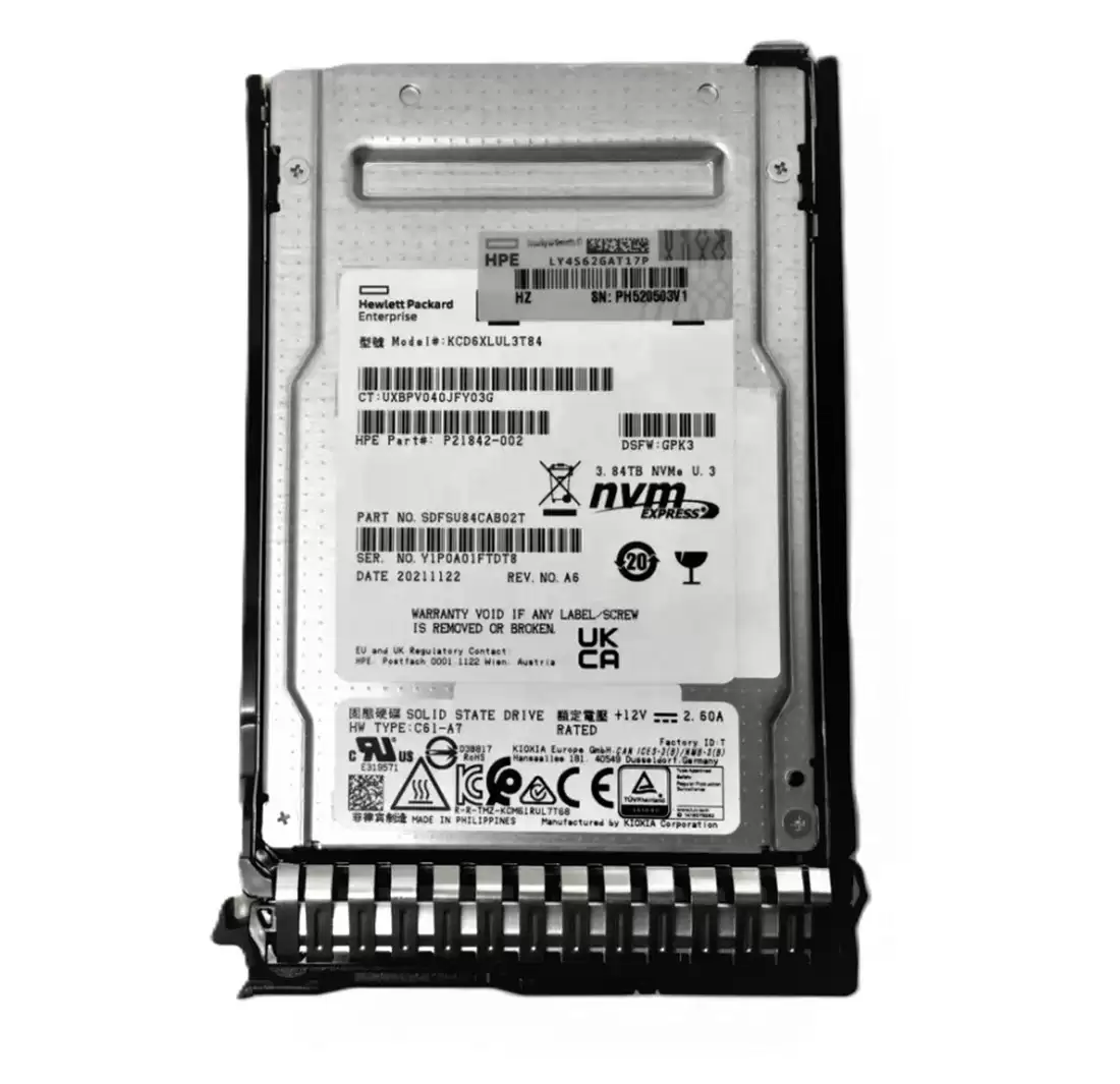 HPE P21842-002 3.84TB PCI-Express 4.0 x4 Hot Swap Mainstream PerFormance Read Intensive 2.5-inch Solid State Drive For ProLiant DL360 G10