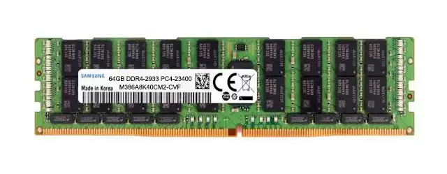Samsung M386A8K40CM2-CVF 64GB 2933MHz DDR4 PC4-23466 ECC Registered CL21 288-Pin DIMM 1.2V Quad Rank X4 Memory Module