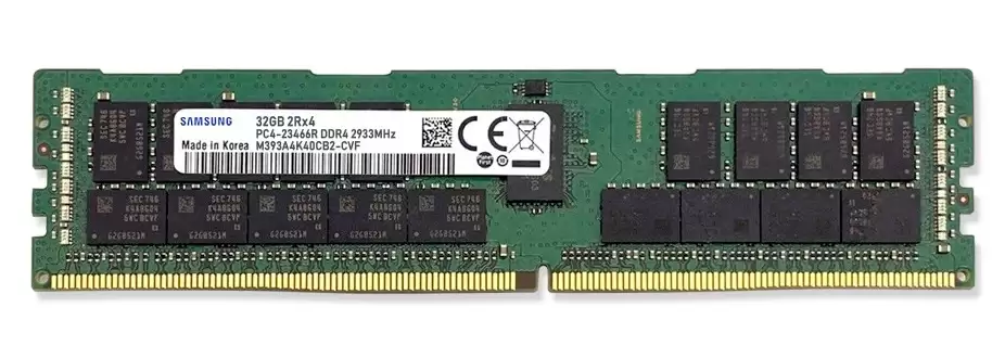 Samsung M393A4K40CB2-CVF 32GB 2933MHz DDR4 PC4-23466 ECC Registered CL21 288-Pin DIMM 1.2V Dual Rank X4 Memory Module