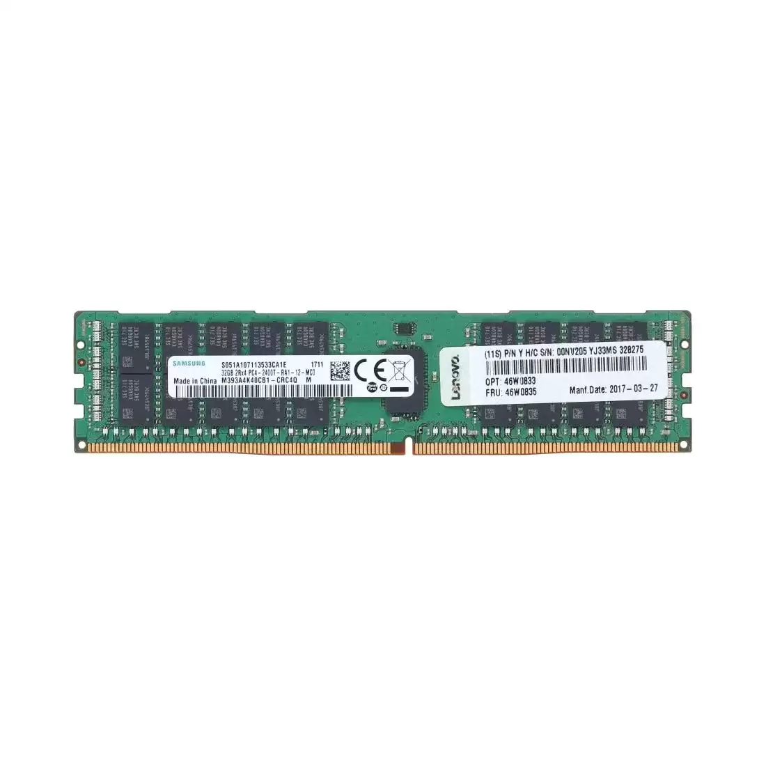 IBM 00NV205 32GB 2400MHz DDR4 PC4-19200 ECC Registered CL17 288-Pin DIMM 1.2V Dual Rank X4 Memory Module