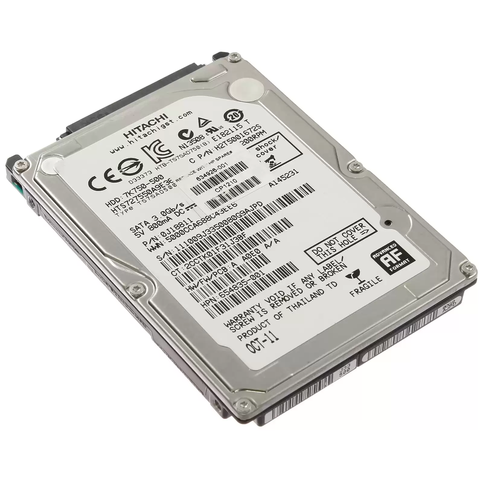 HPE 634926-001 500GB SATA 3Gb/s 7200RPM 2.5-inch Internal Hard Drive