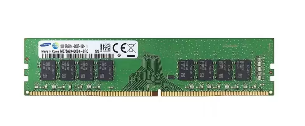 Samsung M378A2K43CB1-CRC 16GB 2400MHz DDR4 PC4-19200 ECC Unbuffered CL17 288-Pin DIMM 135V Dual Rank Memory Module