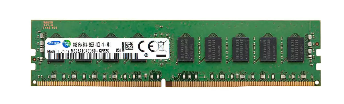 Samsung M393A1G40DB0-CPB2Q 8GB 2133MHz DDR4 PC4-17000 ECC Registered CL15 288-Pin DIMM 1.2V Single Rank X4 Memory Module