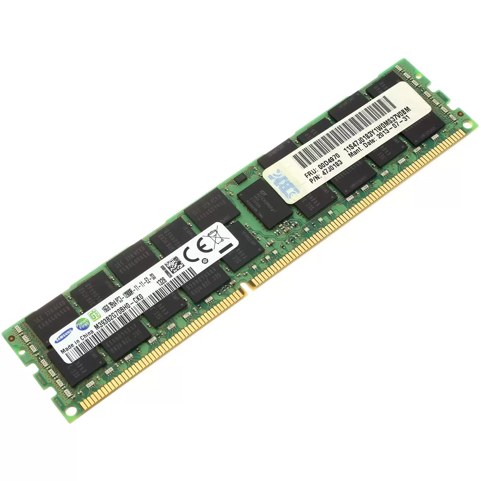IBM 00D4970 16GB 1600MHz DDR3 PC3-12800 ECC Registered CL11 240-Pin DIMM 1.5V Dual Rank Memory Module