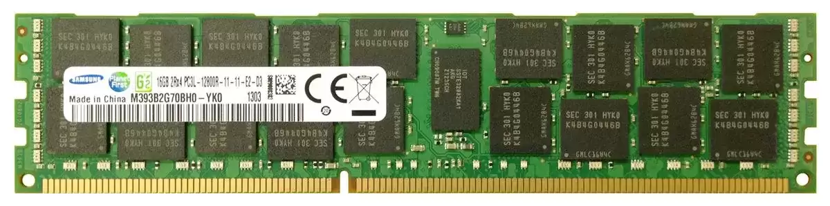Samsung M393B2G70BH0-YK0 16GB 1600MHz DDR3 PC3-12800 ECC Registered CL11 240-Pin DIMM 1.35V Dual Rank X4 Memory Module