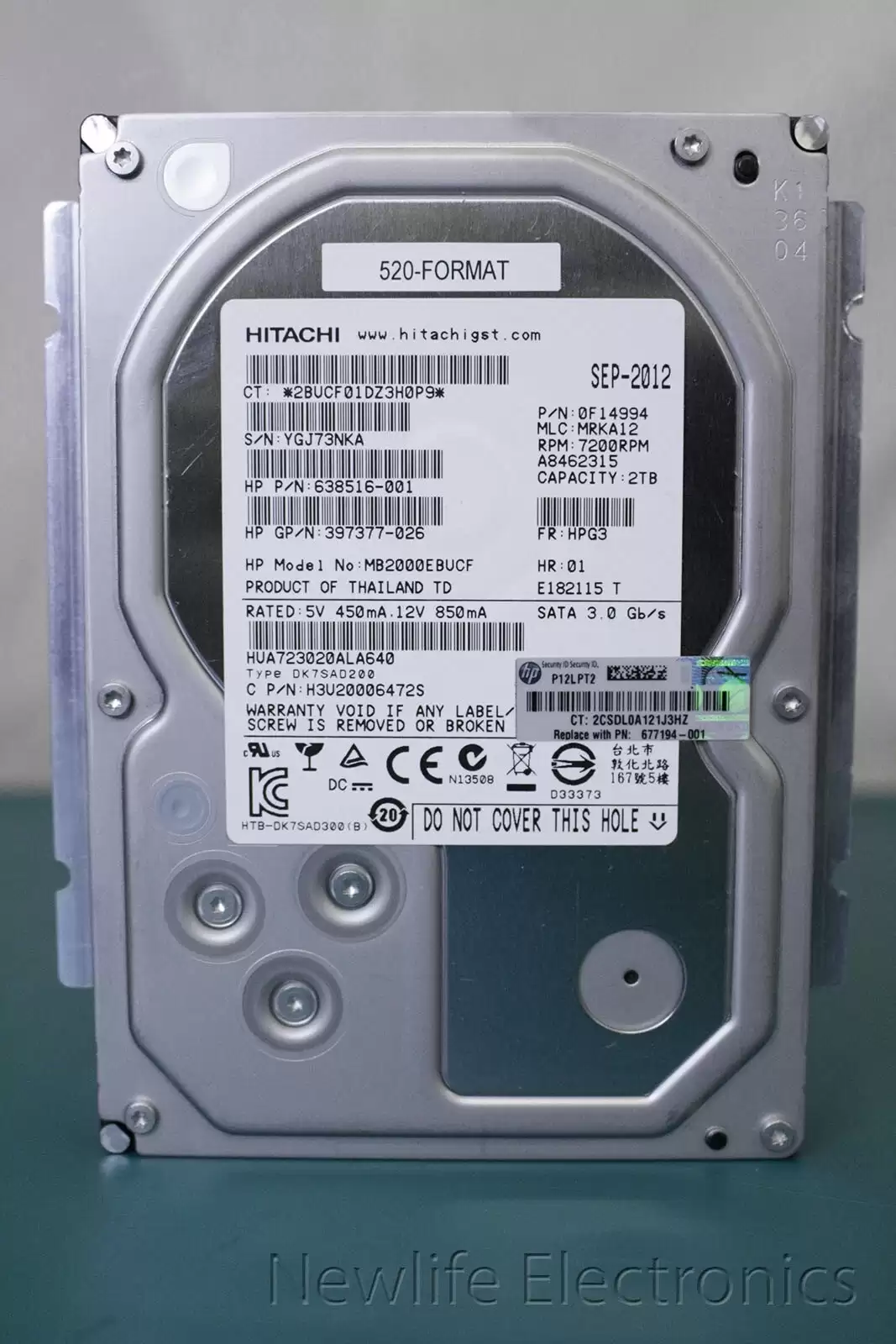 HPE 677194-001 2TB 7200RPM SATA 3GB/s 3.5inch Internal Hard Drive