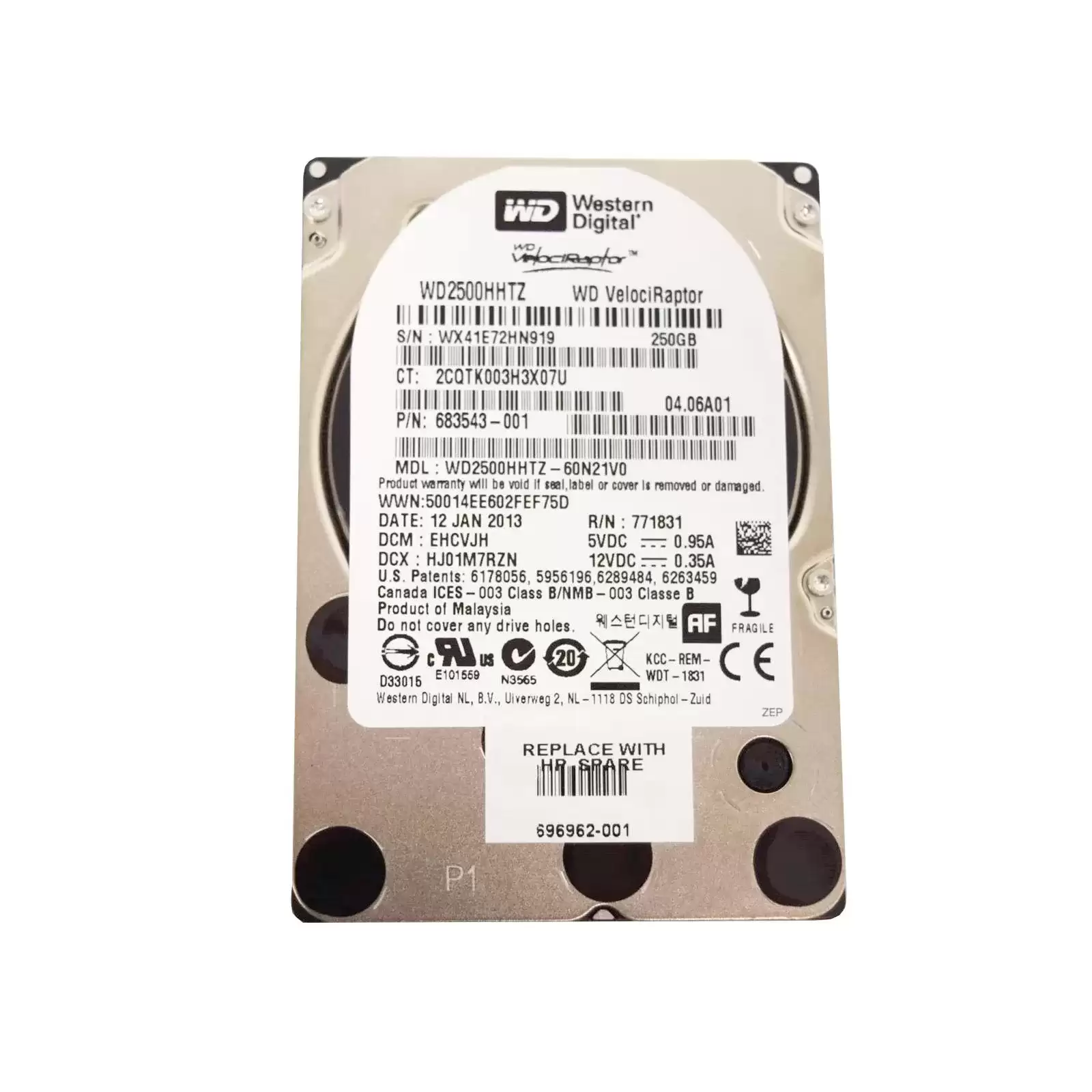 HPE 696962-001 250GB 10000RPM SATA 6GB/s 3.5inch Internal Hard Drive with IcePack Heatsink