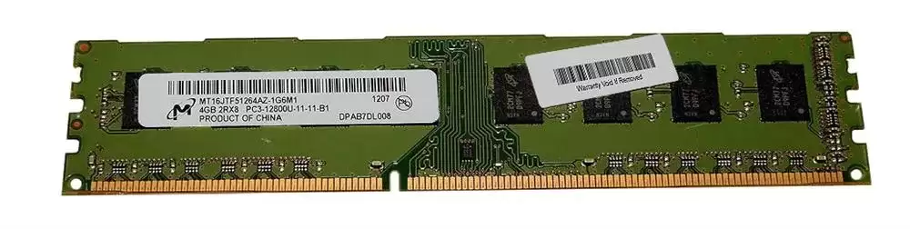 Micron MT16JTF51264AZ-1G6M1 4GB 1600MHz DDR3 PC3-12800 ECC Registered CL11 240-Pin DIMM 1.5V Dual Rank X8 Memory Module
