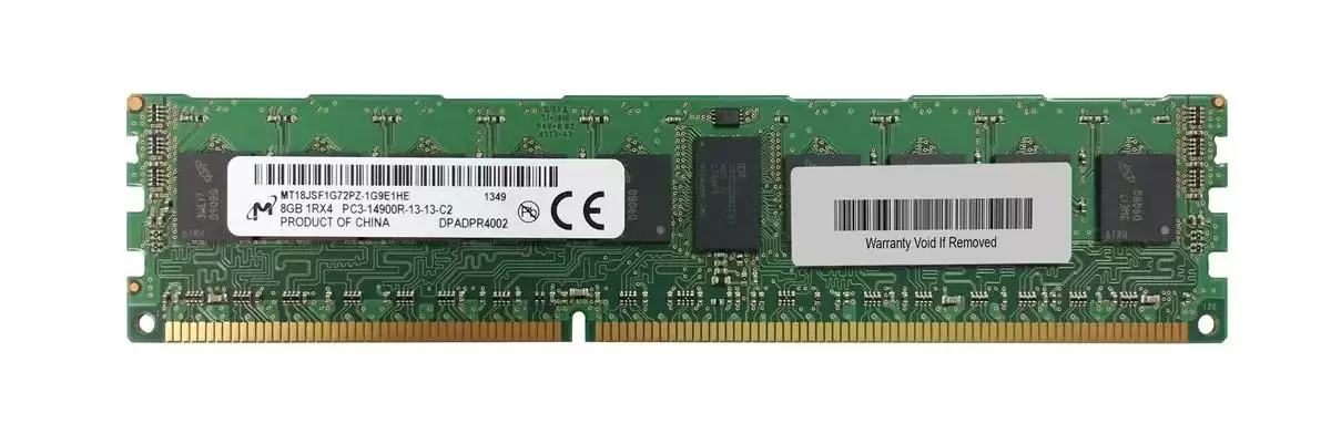 Micron MT18JSF1G72PZ-1G9N1 8GB 1866MHz DDR3 PC3-14900 ECC Registered CL13 240-Pin DIMM 1.5V Single Rank Memory Module