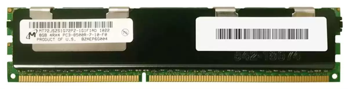 Micron MT72JSZS1G72PZ-1G1D1 8GB 1066MHz DDR3 PC3-8500 ECC Registered CL7 240-Pin DIMM 1.35V Quad Rank Memory Module