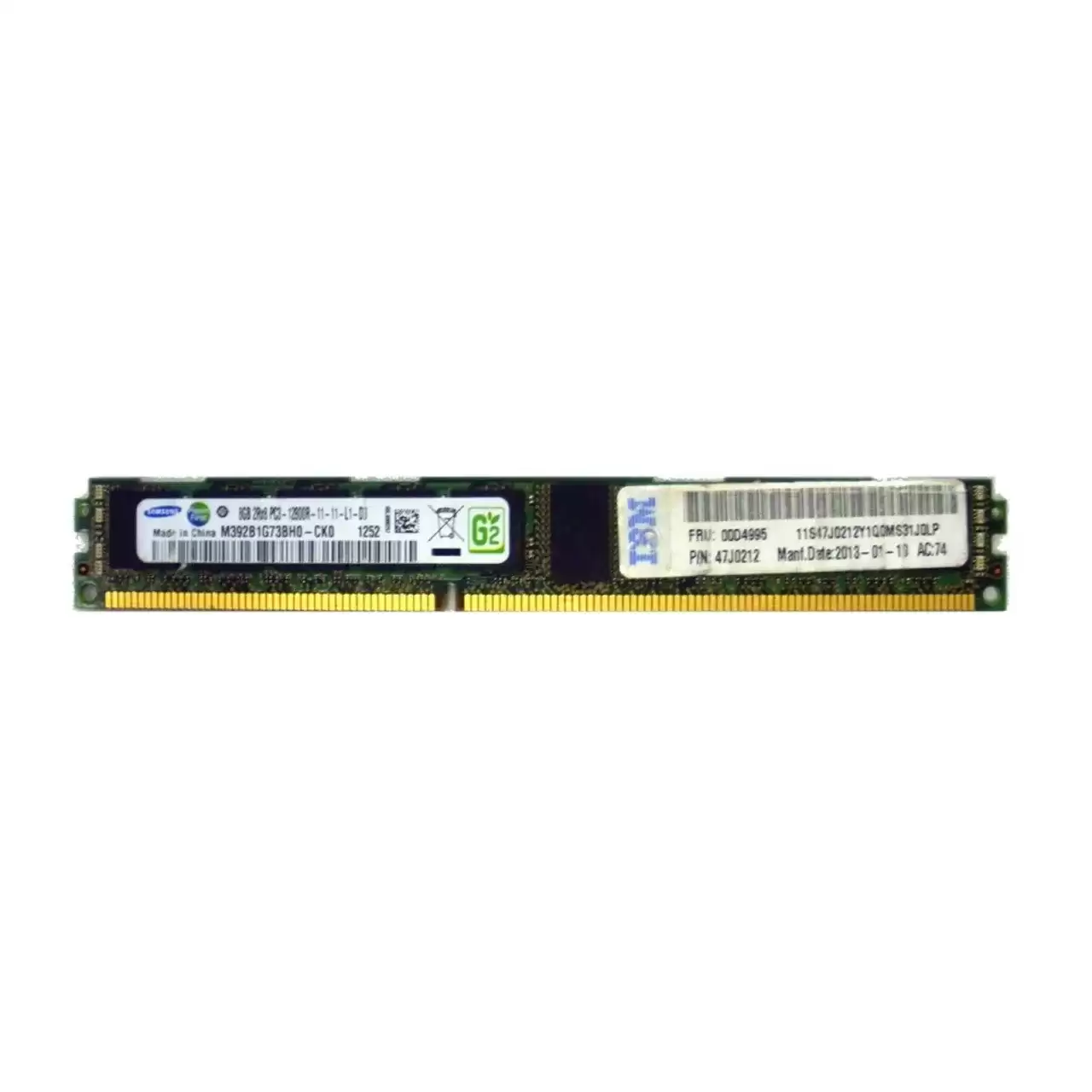 IBM 00D4995 8GB 1600MHz DDR3 PC3-12800 ECC Registered CL11 240-Pin DIMM 15V Dual Rank X8 Memory Module