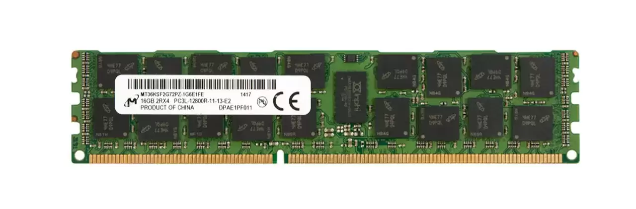 Micron MT36KSF2G72PZ-1G6E1FE 16GB 1600MHz DDR3 PC3-12800 ECC Registered CL11 240-Pin DIMM 1.35V Dual Rank Memory Module