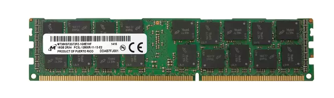 Micron MT36KSF2G72PZ-1G6E1HF 16GB 1600MHz DDR3 PC3-12800 ECC Registered CL11 240-Pin DIMM 1.35V Dual Rank X4 Memory Module