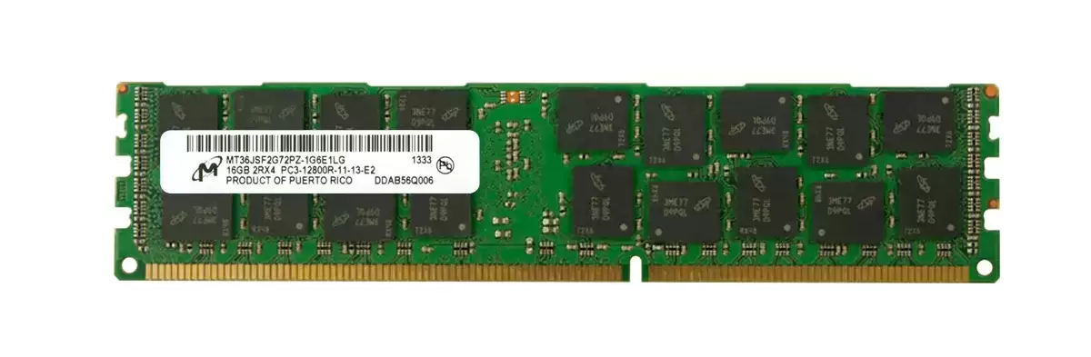 Micron MT36JSF2G72PZ-1G6 16GB 1600MHz DDR3 PC3-12800 ECC Registered CL11 240-Pin DIMM 1.5V Dual Rank X4 Memory Module
