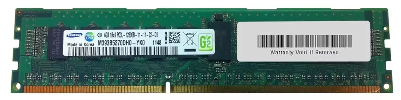 Samsung M393B5270DH0-YK0 4GB 1600MHz DDR3 PC3-12800 ECC Registered CL11 240-Pin DIMM 1.35V Single Rank X4 Memory Module