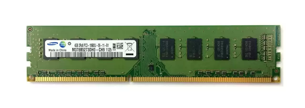 Samsung M378B5273CH0-CH9 4GB 1333MHz DDR3 PC3-10600 ECC Unbuffered CL9 240-Pin DIMM 1.5V Dual Rank X4 Memory Module