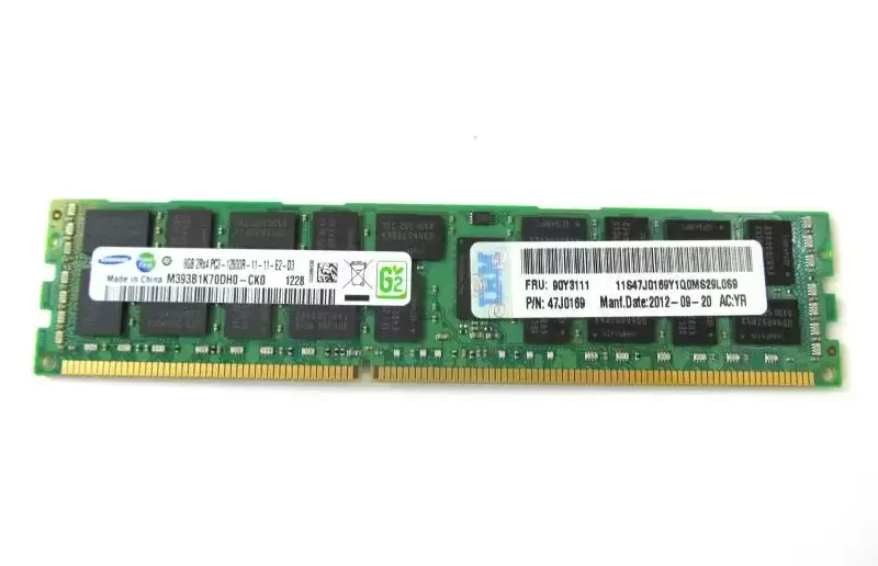 IBM 47J0169 8GB 1600MHz DDR3 PC3-12800 ECC Registered CL11 240-Pin DIMM 1.5V Dual Rank X4 Memory Module