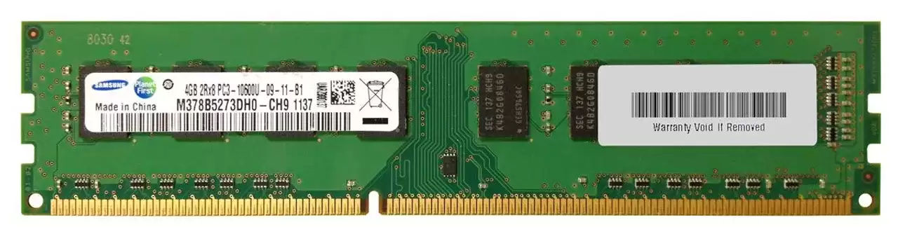 Samsung M378B5273DH0-CH9 4GB 1333MHz DDR3 PC3-10600 ECC Unbuffered 240-Pin DIMM 1.35V Dual Rank X4 Memory Module