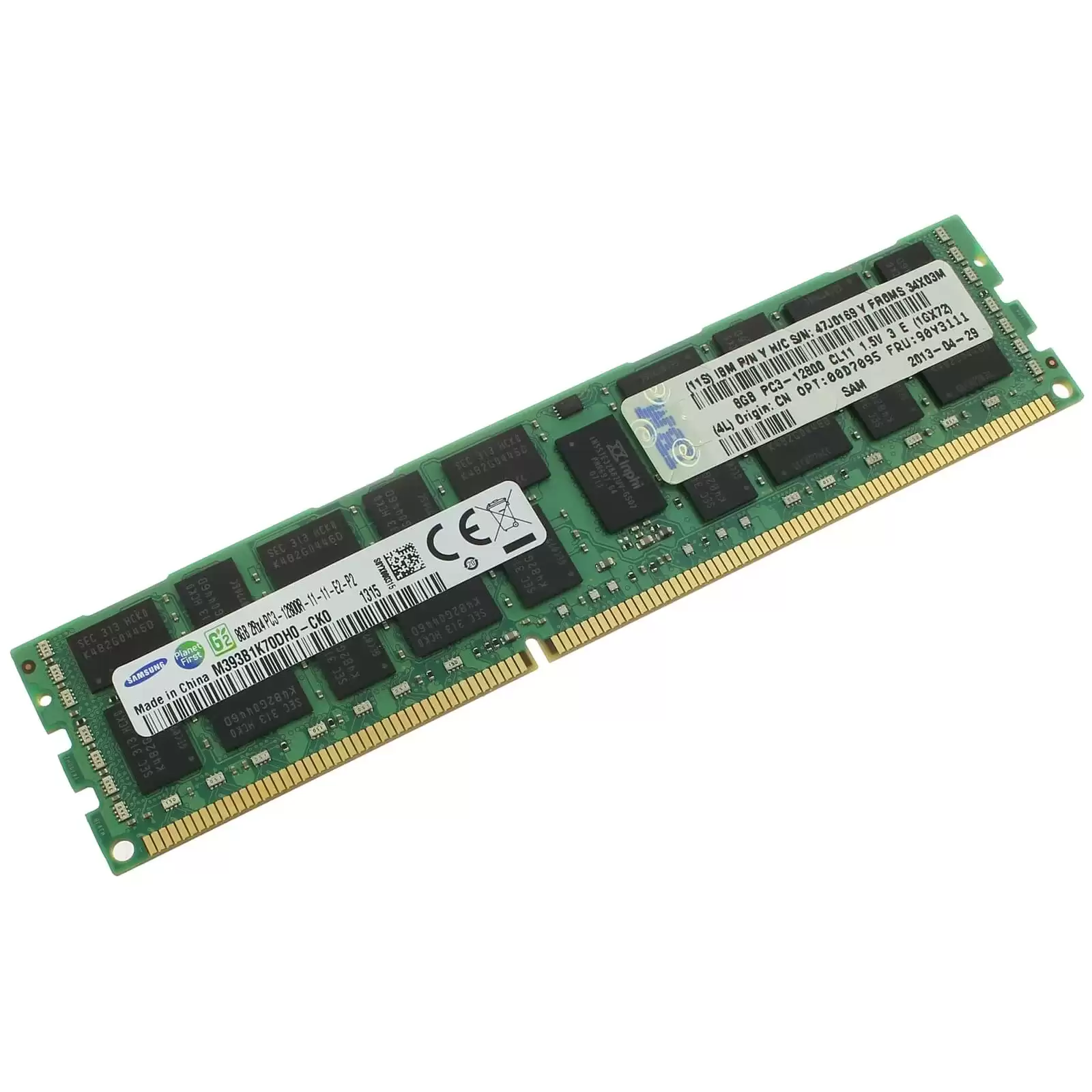 IBM 90Y3111 8GB 1600MHz DDR3 PC3-12800 ECC Registered CL11 240-Pin DIMM 1.5V Dual Rank X4 Memory Module