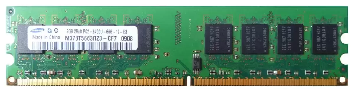 Samsung M378T5663EH3-CF7 2GB 800MHz DDR2 PC2-6400 ECC Unbuffered CL6 240-Pin DIMM 1.8V Dual Rank Memory Module